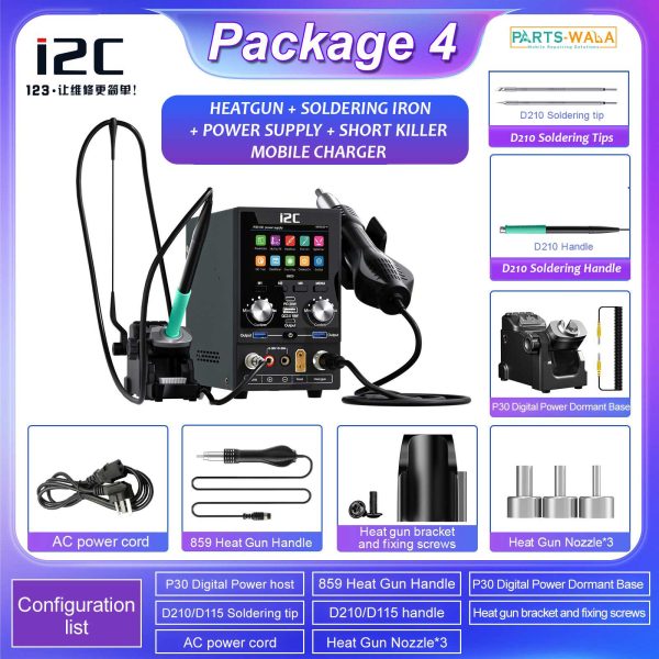 i2C P30 10-in-1 Multi-function Integrated Digital Power Supply plus Soldeirng Iron and Rework Station