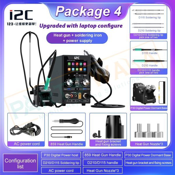 i2C P30 10-in-1 Multi-function Integrated Digital Power Supply plus Soldeirng Iron and Rework Station