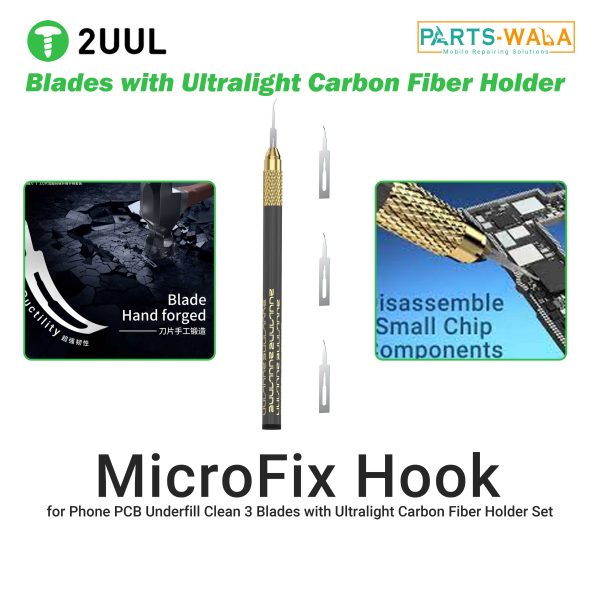 2uul DA12 MicroFix Hook for Phone PCB Underfill Clean 3 Blades