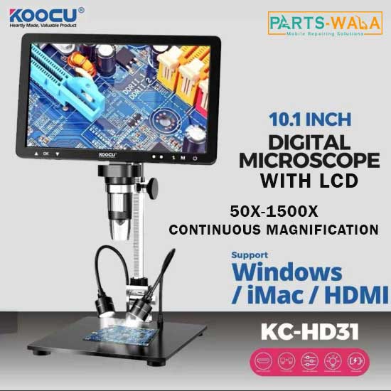 Koocu KC-HD31 10.1-Inch HD Display Microscope With 50X-1500X Continuous Magnification