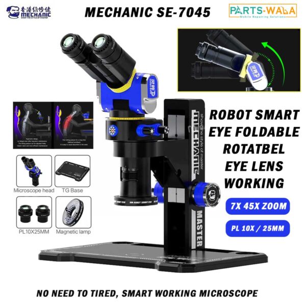 MECHANIC ROBOT SMART EYE SE 7045 Foldable Microscope 7-45X Continuous Coverage HD Zoom Rotatable Vision