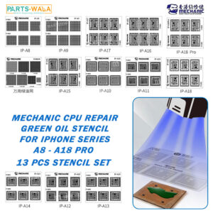 Mechanic Solder Mask Repair Green Oil UV Stencil Set for iphone Series A8 to A18 pro