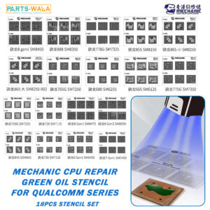 Mechanic Solder Mask Repair Green Oil UV Stencil Set for Qualcomm Series 18pcs