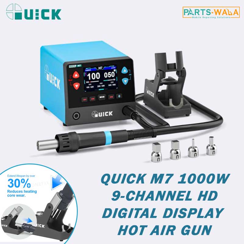 Quick M7 1000W 9-Channel HD Digital Display Intelligent Hot Air Gun