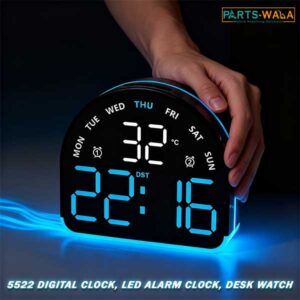 5522 Digital Clock with Date and Day of Week Electric Desk Clock USB Port, Auto DST, Temperature