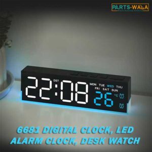 6681 Digital Clock with Date and Day of Week Electric Desk Clock USB Port, Auto DST, Temperature