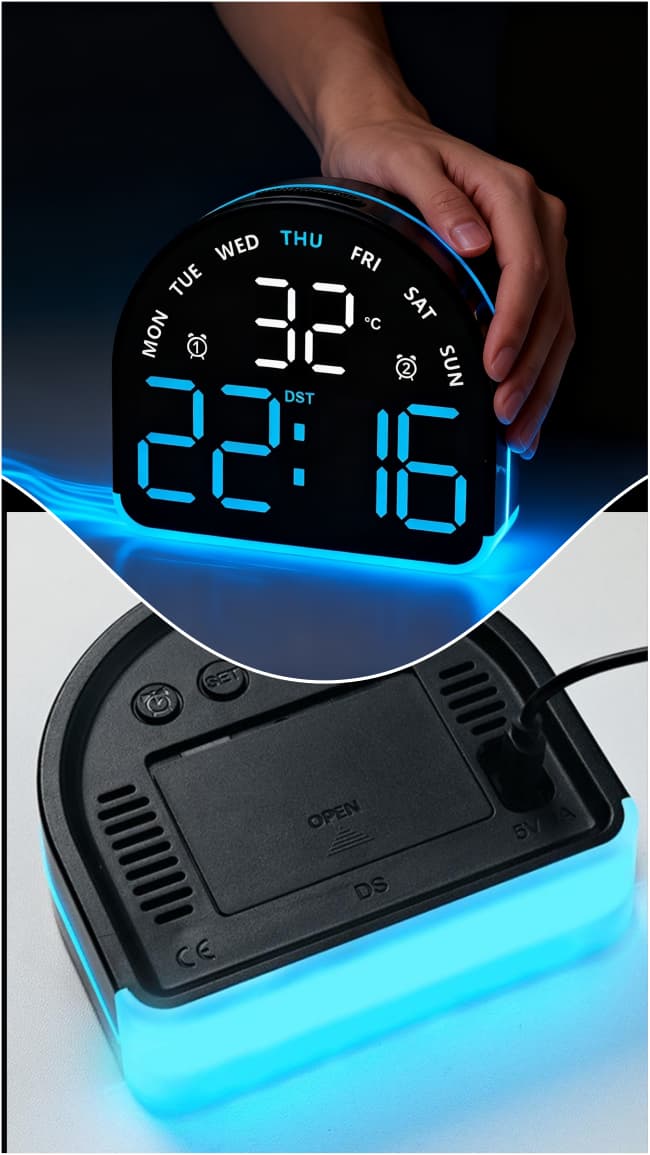 5522 Digital Clock with Date and Day of Week Electric Desk Clock USB Port, Auto DST, Temperature - Image 2