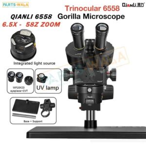 Qianli 6558 Gorilla Trinocular Microscope 6.5X-58X Zoom For Mobile Repair