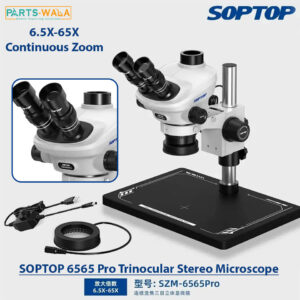 SOPTOP 6565 Pro Trinocular Stereo Microscope for soldering Continuous Zoom 6.5X-65X For Mobile Repair