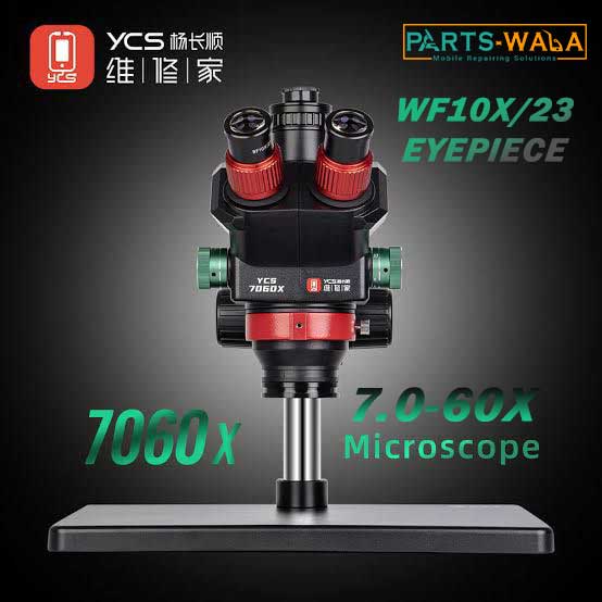 YCS 7060X 7.0-60X Wide Angle Zoom Trinocular Stereo Microscope with Big Base