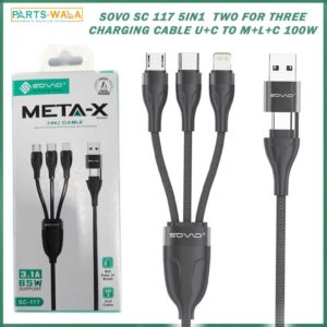 SOVO SC117 5IN1 Two for three Charging Cable U+C to M+L+C 100W Black