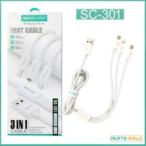 Sovo SC301 High Quality 3.4A Fast Charge 3-In-1 USB Cable